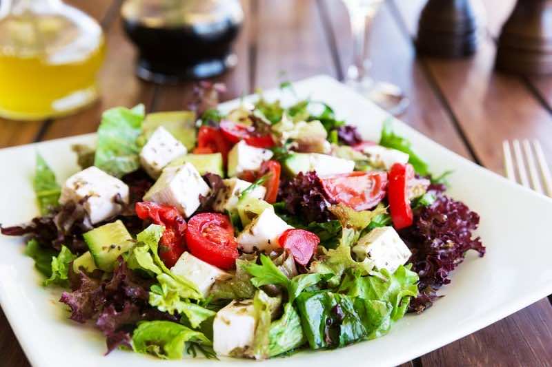 Greek Mediterranean Salad With Feta Cheese, Tomatoes And Peppers