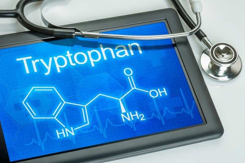 Tablet With The Chemical Formula Of Tryptophan