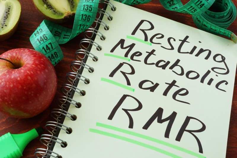 RMR Resting metabolic rate written on a notepad sheet.