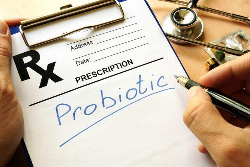 Prescription form with sign Probiotic. Medical concept.